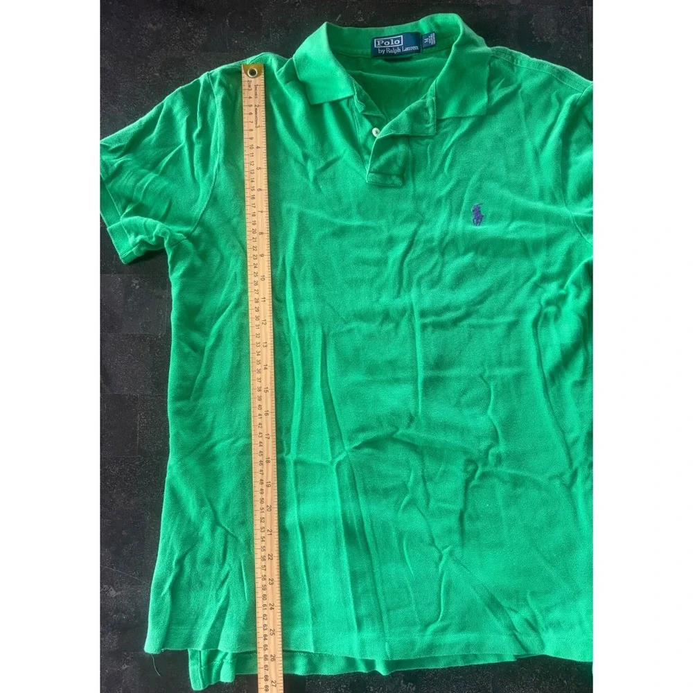 Polo Ralph Lauren Mens Green Custom Fit Short Sleeve Polo Shirt Purple Pony M